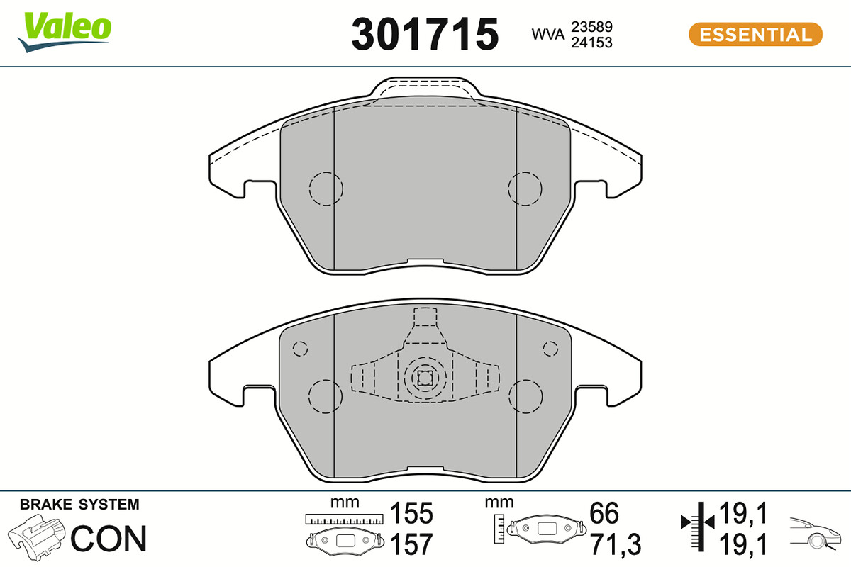 Jeu de 4 plaquettes de frein VALEO ref. 301715